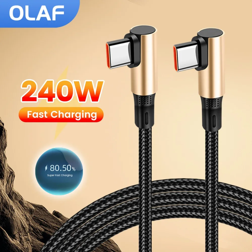 

240 Вт, 90 градусов, локоть типа C к USB C, кабель для быстрой зарядки передачи данных для Iphone 15 16 Xiaomi Samsung USB C, кабель для зарядки телефона