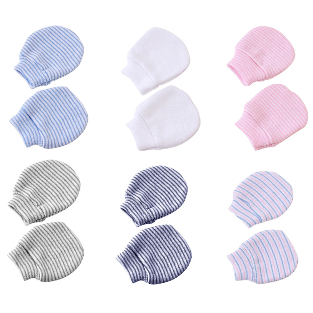 

6 Pairs Baby Protective Gloves Knitted Elastic Anti-scratch Mittens for Newborn Kids Bright Color Hand Cover Winter