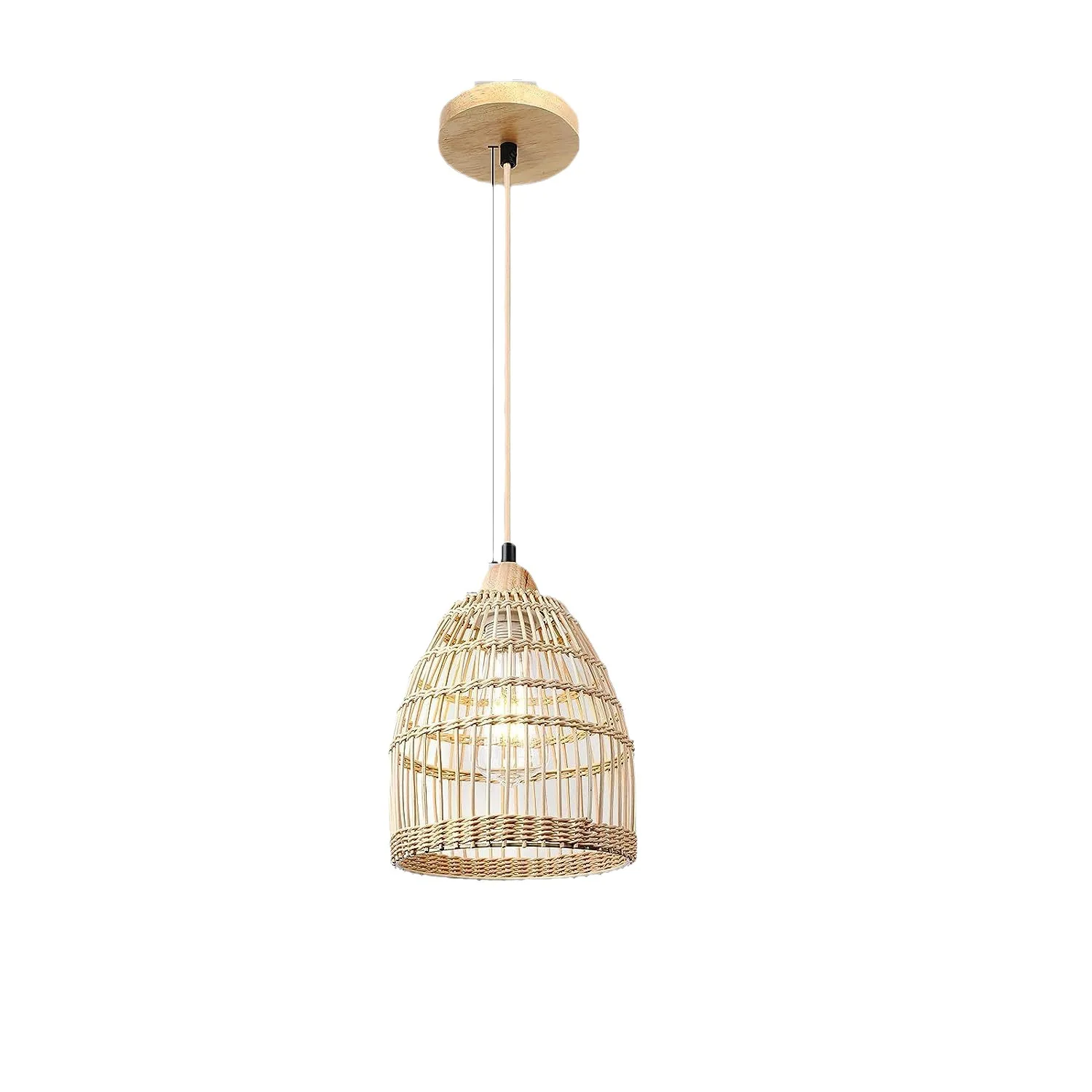 Vine Woven Pendant Light Bohemian Style Bamboo Lampshade Handmade Pendant Lamp