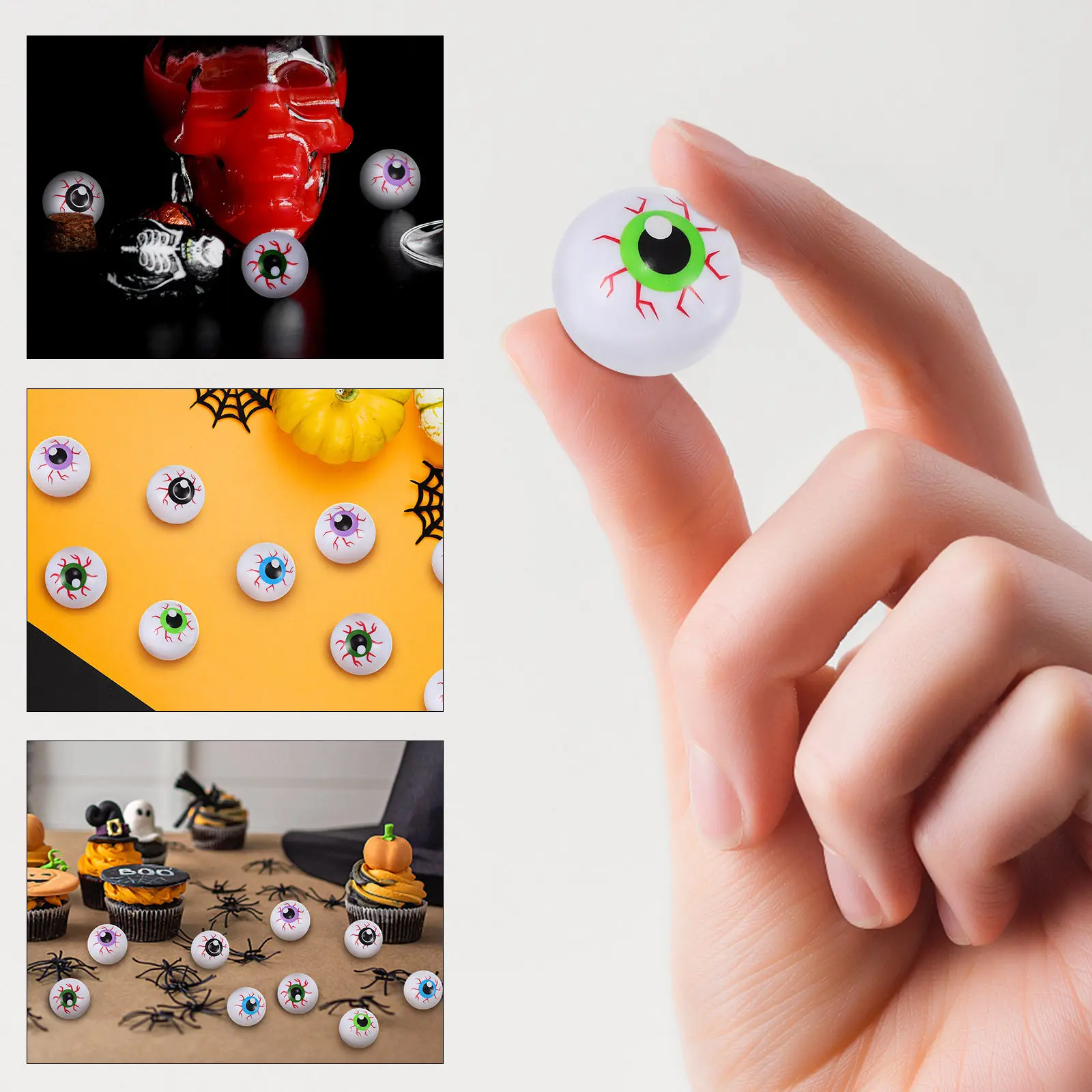 20 pièces de faux yeux réalistes, jouet rebondissant, pour décoration d'Halloween, accessoire de photographie, cadeaux de fête, yeux pour l'artisanat