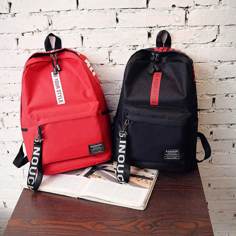 Fashion Nylon Backpack Preppy Style Students School Casual Solid Color Large Handbags Schoolbag Bookbag Teenager Travel