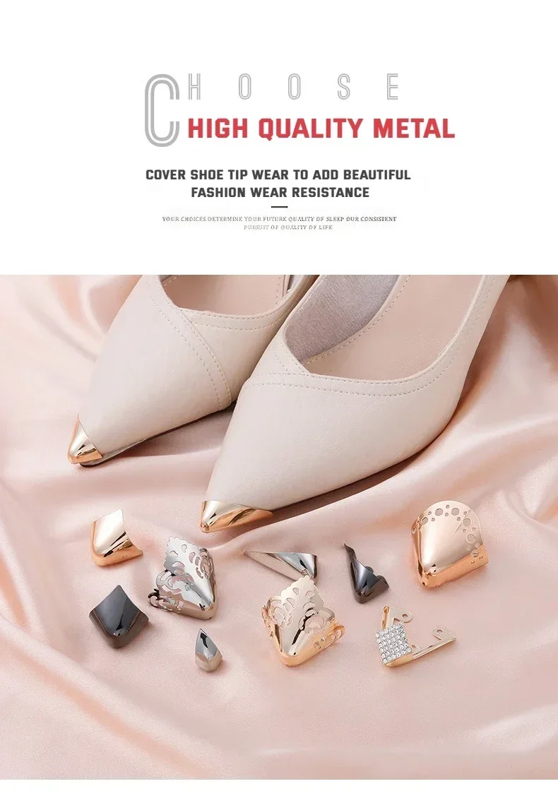 Frauen High Heel Metall Kappe Kappe Tragen und Reißen Concealer Anti-kicking Leder Schuhe Punkt Schutz Flache Schuh Tipps kappe Accessorices – Detail 4