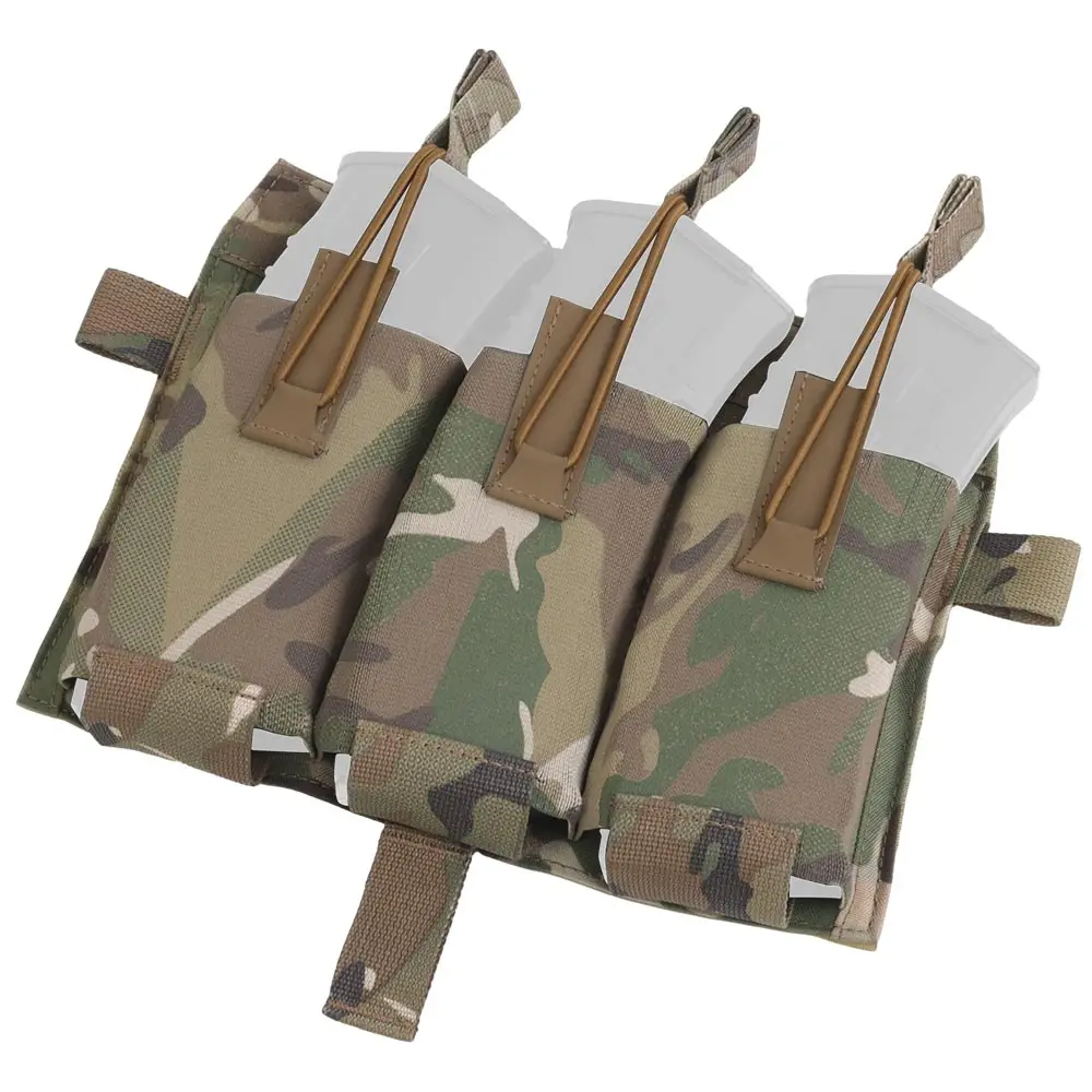 Wosport M4 Triple Mag Plate 5.56 Elastic Panel Quick Pull Handle Detachable Cord Bottom Snap Vest Accessory for Airsoft Hobby