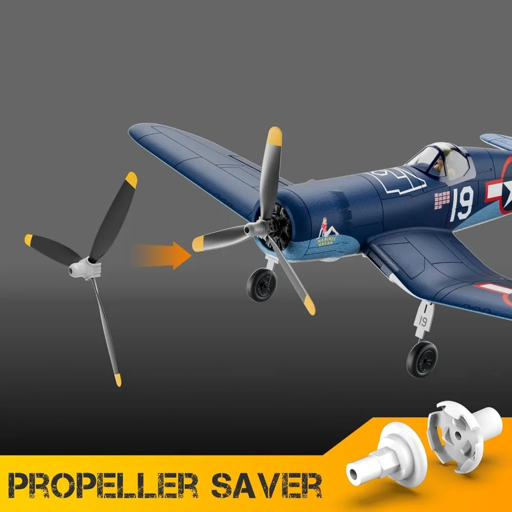 Avión RC sin escobillas de 4 canales: F4U Corsair 500 mm con acrobacia aérea 3D, estabilizador XPilot y 3 modos de vuelo