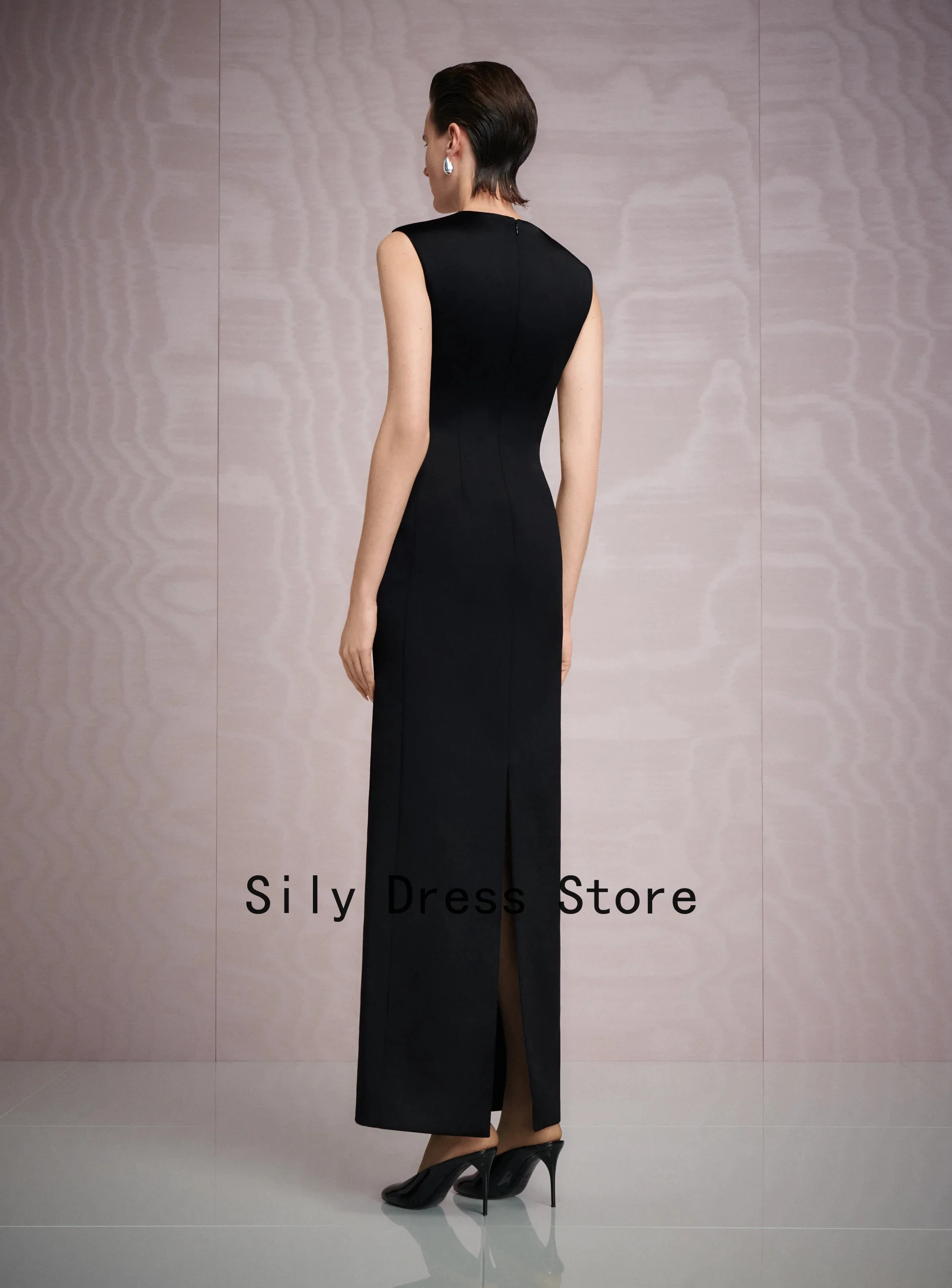 Customized Patchwork Evening Dresses Black Sheath Maxi Long Party Dress Long Elegant Modern Formal Prom Gown for Women 2026