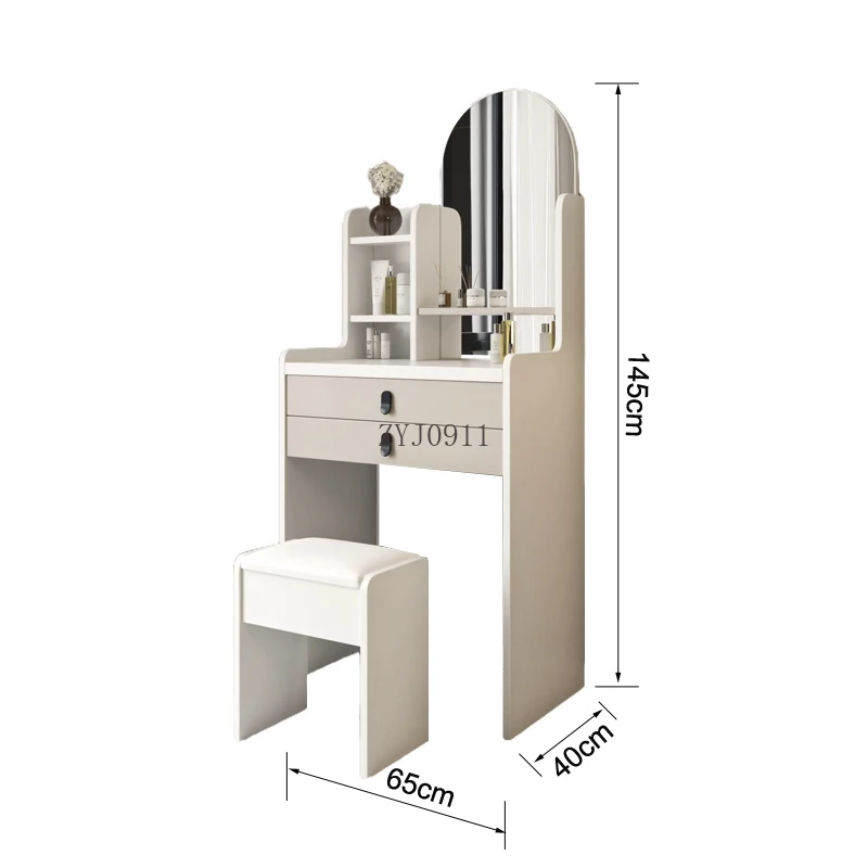 MDF الخشب مرآة خزانة زجاجية تصميم مجموعة درج أثاث غرفة نوم مضمد #6