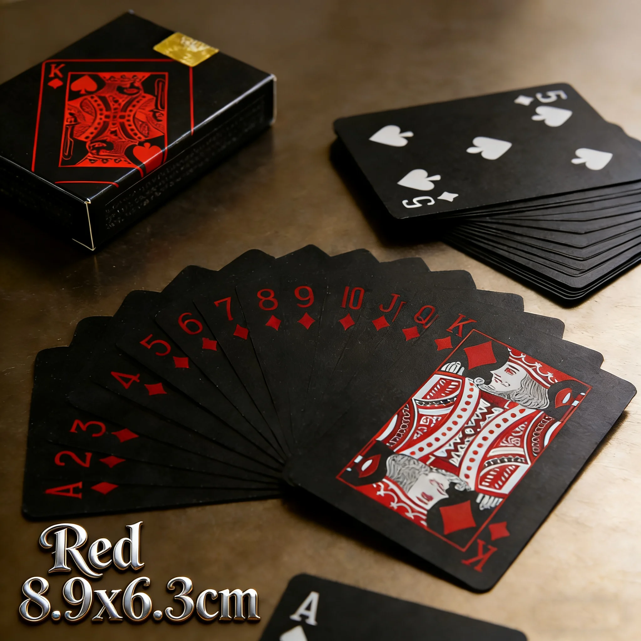 Spielkarten-Set, Poker-Karten, Brettspiel für Kinder, Wasserfestes Plastik-PVC-Kartenspiel in Schwarz, Blau, Rot, Gelb, Grün, Hochwertiges Edles Deck