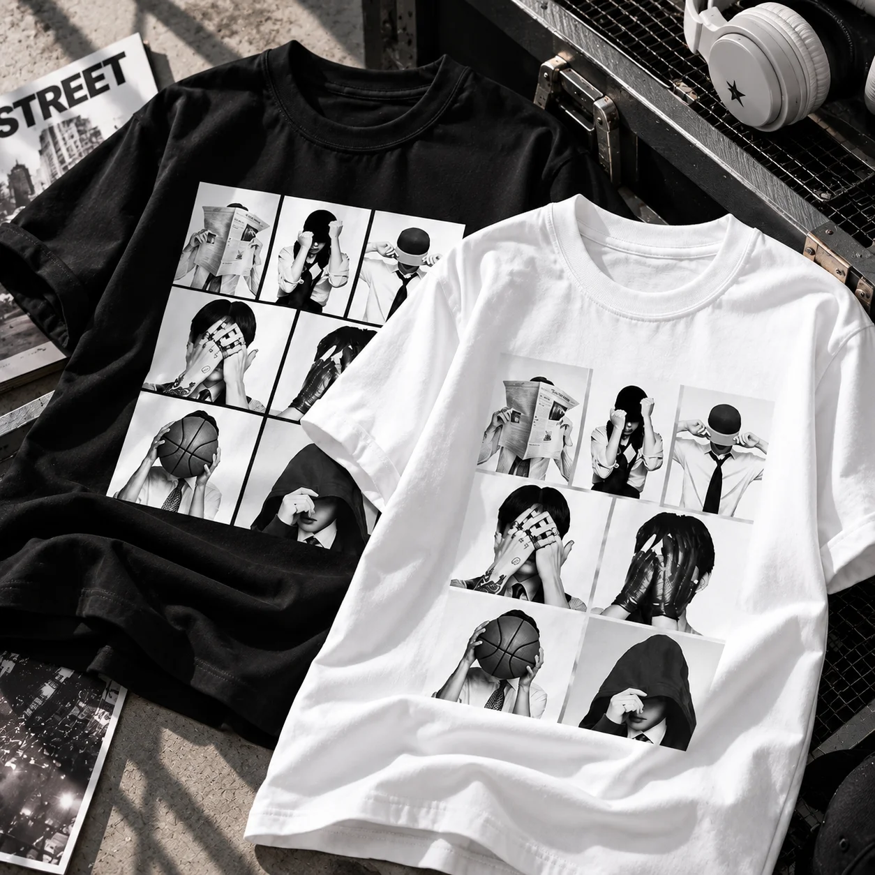 Korean Pop Boy Band T-shirt Character Graphics Unisex Cotton Short-sleeved T-shirt Men's Women's Y2k Fashion Loose Shirt K-pop