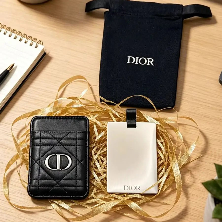 sac-dior-dior's-bag-miroir-de-retouche-portable-multifonctionnel-double-face-porte-cartes-integre-pochette-compacte-pour-maquillage