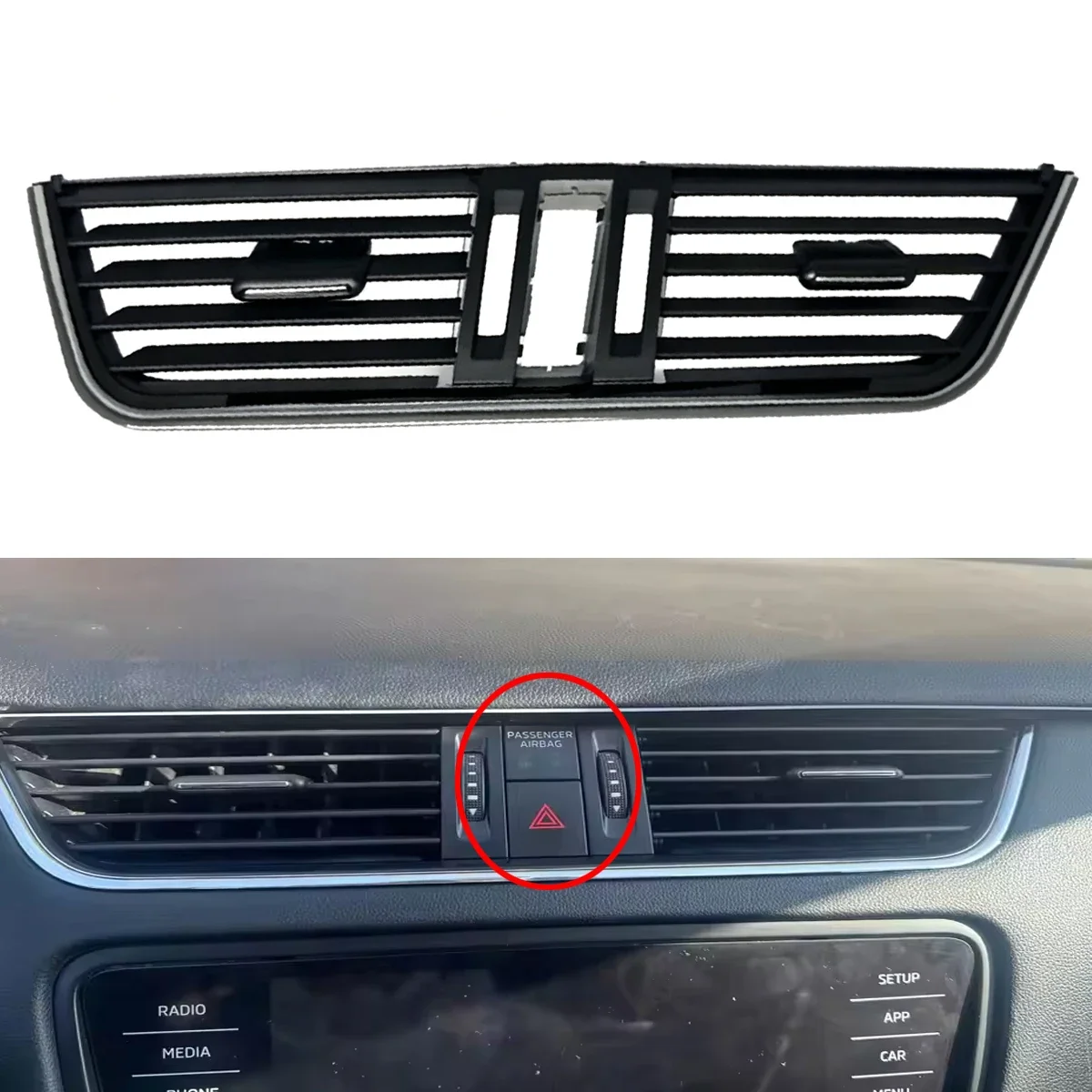 For European Skoda Octavia 3 MK3 A7 RS 2013-2020 5E0820951 Dashboard Chrome Air Vent Tab With Airbag Frame Cover