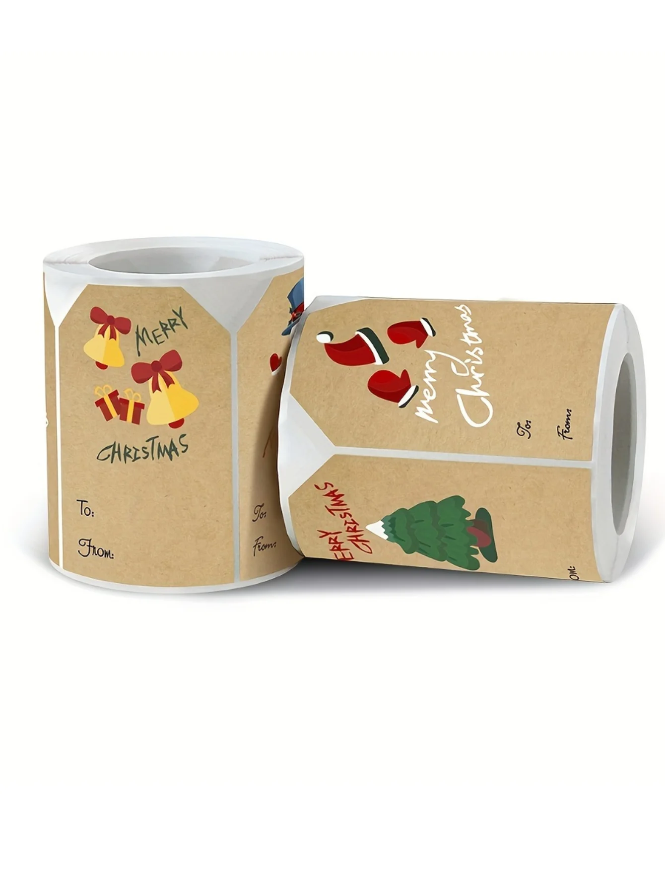 250 قطعة/لفة ملصقات عيد الميلاد - 2 × 3 جوارب شجرة ورق الكرافت رجل الثلج الأيائل عيد ميلاد سعيد