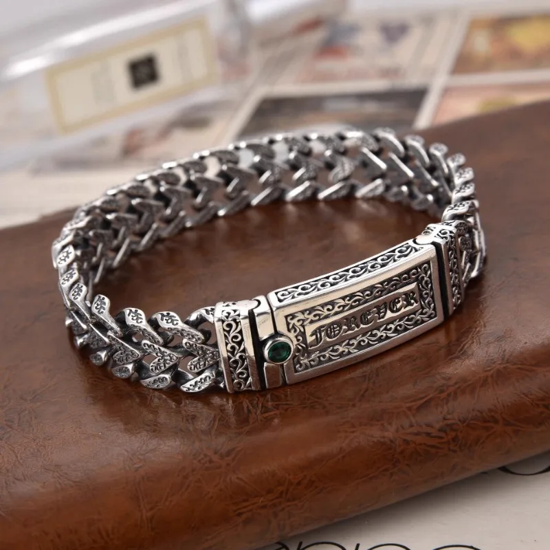 New Heart & Arabesque Pattern Bracelet, 13mm Width, Vintage Hip Hop Personality Jewelry