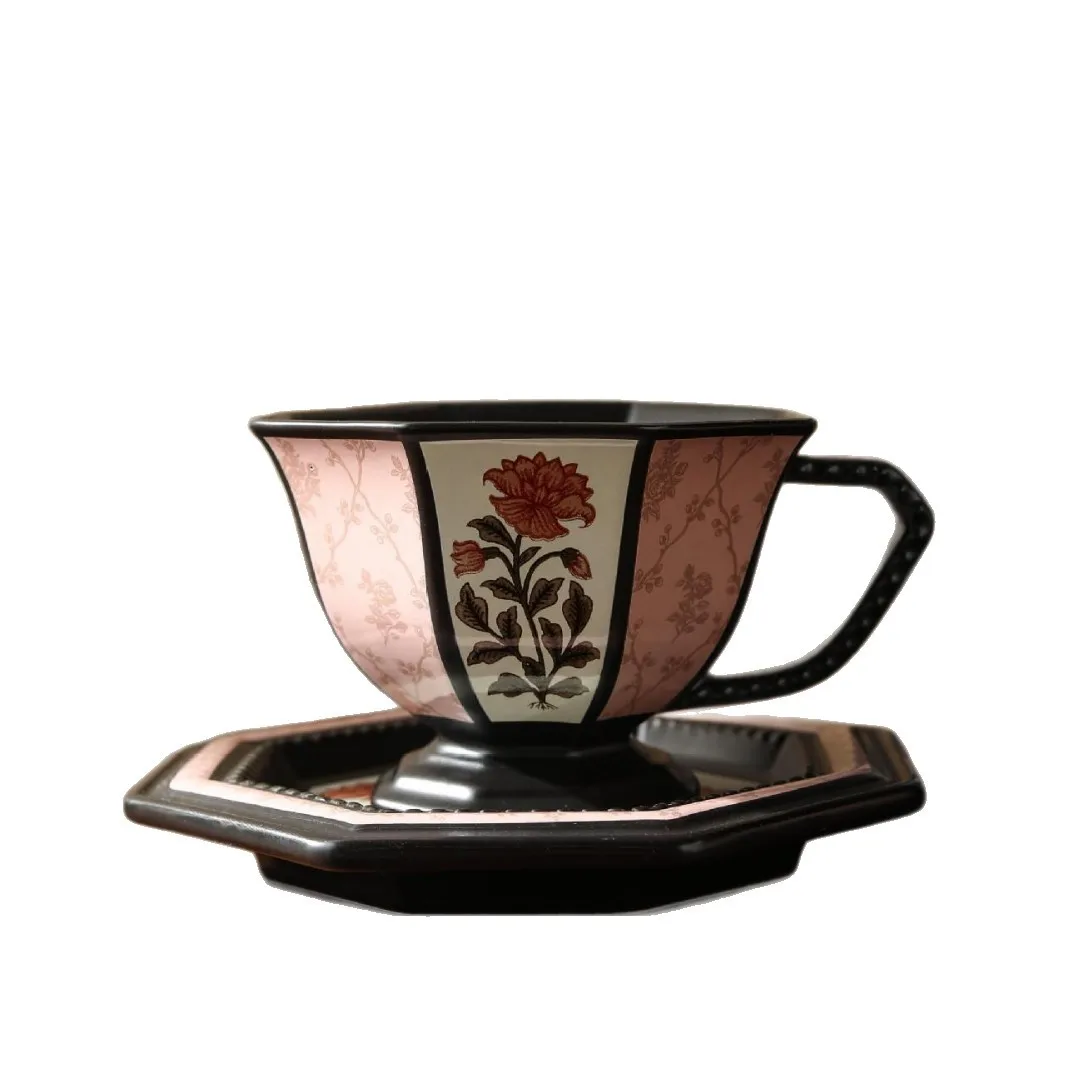 DSA peony blossom retro star anise ceramic coffee cup high-end housewarming engagement wedding gift souvenir
