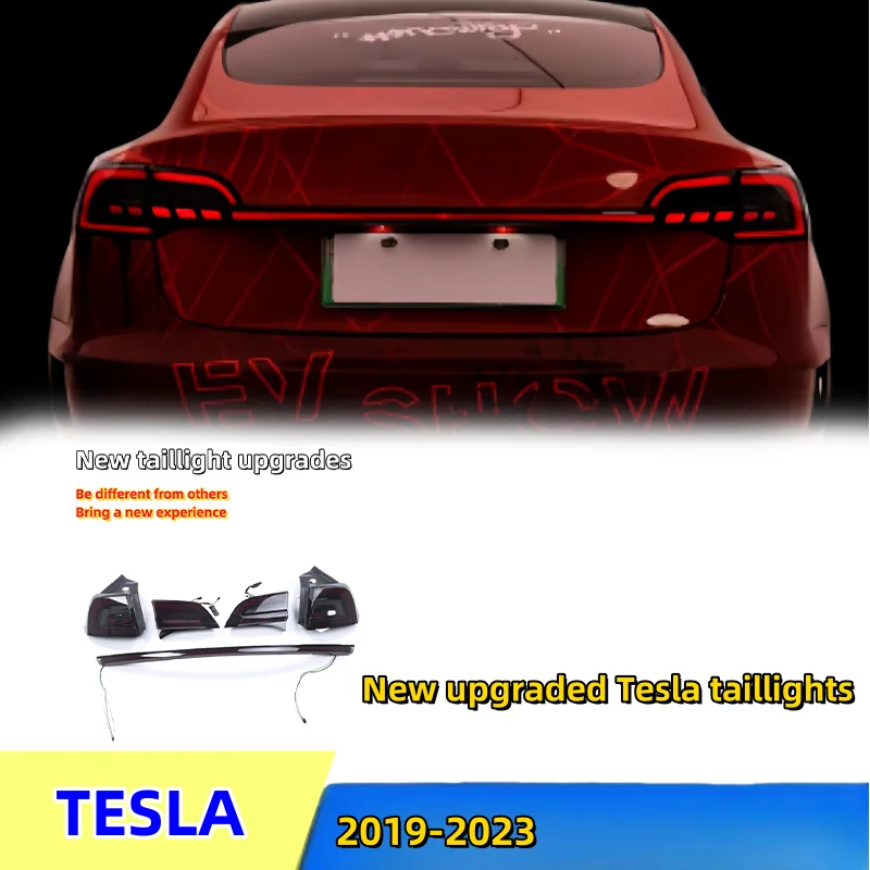 For Tesla model3/Y taillight assembly modified LED lightsaber through running lights streamer turn signal 2019-2023