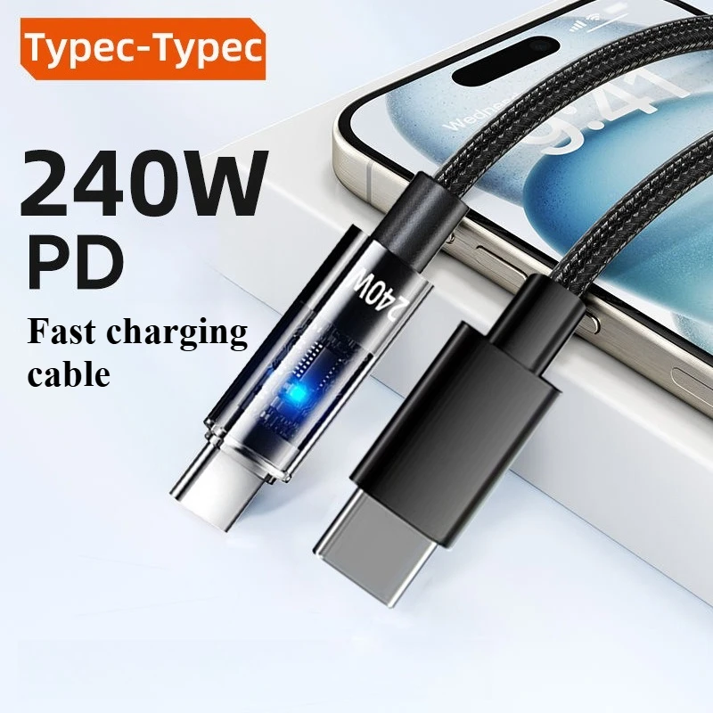 240W Fast Charging Typec To Typec Data Cable Suitable for Apple 15 16 17 Samsung Xiaomi Redmi Poco Notebook 6A Charging Cable