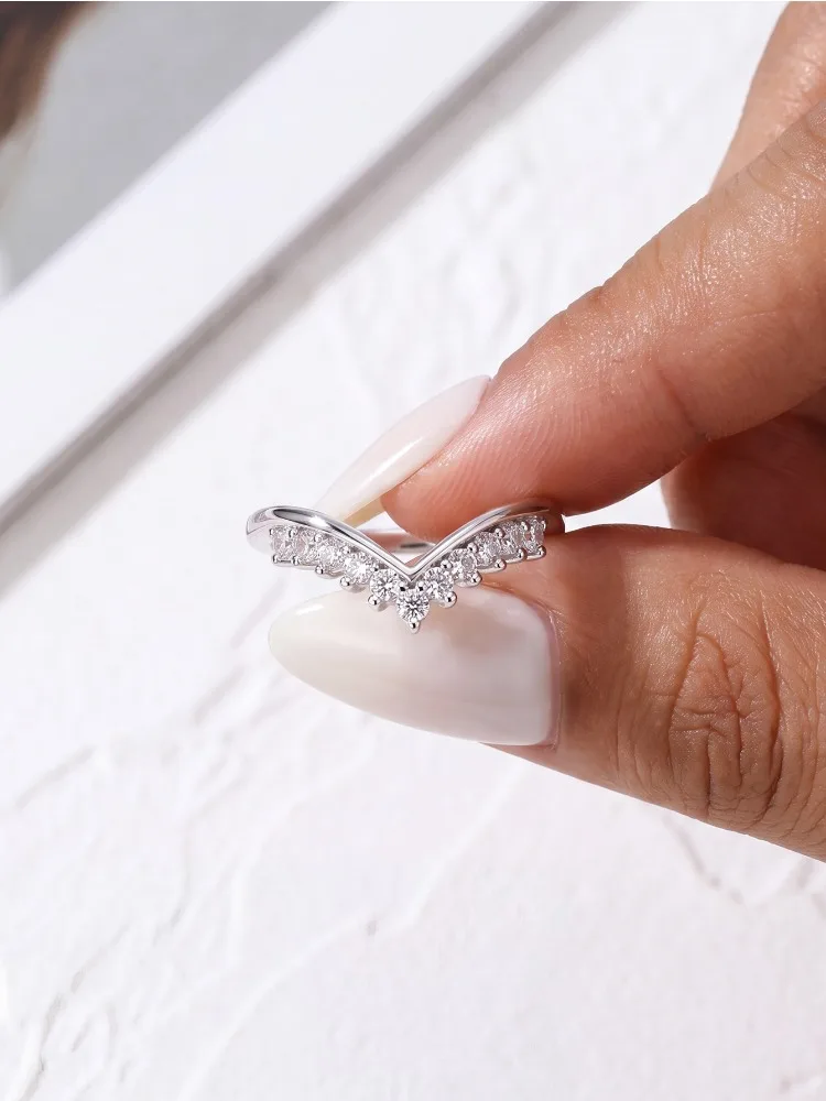 DWJ Echter Moissanit-Diamant, eleganter Kronenring für Damen, 925er Sterlingsilber, Verlobung, Hochzeit, luxuriöser, hochwertiger edler Schmuck – Detail 4