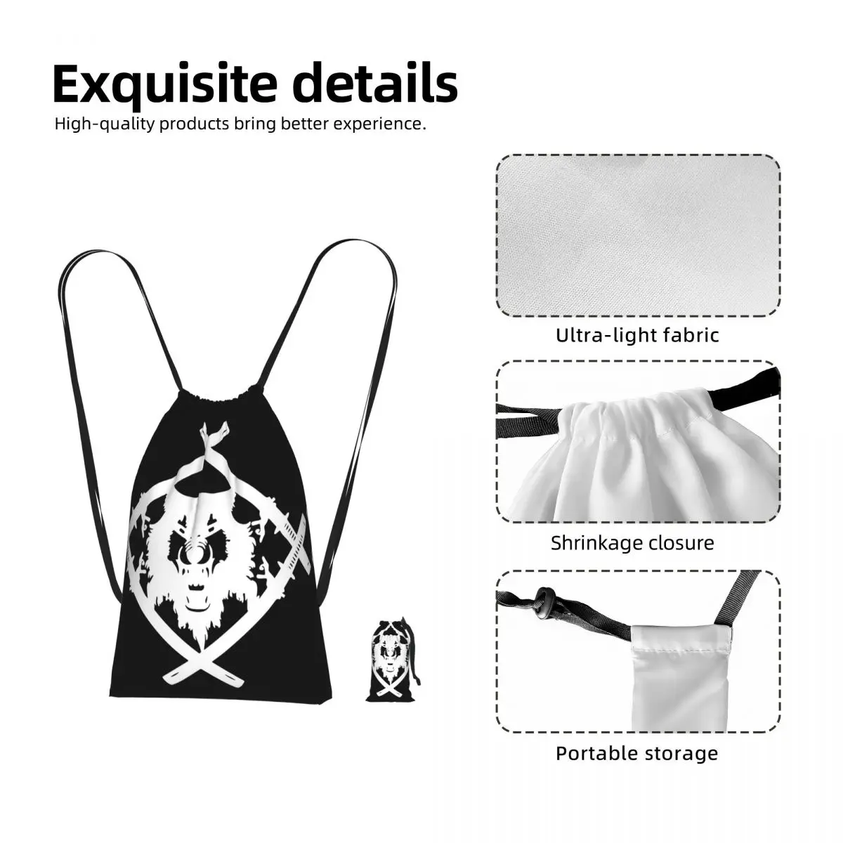 Xavier Wulf Merch Xavier Wulf Logo Drawstring Backpack Sports Gym Bag Lightweight Foldable Storage Drawstring Bag for Men Women