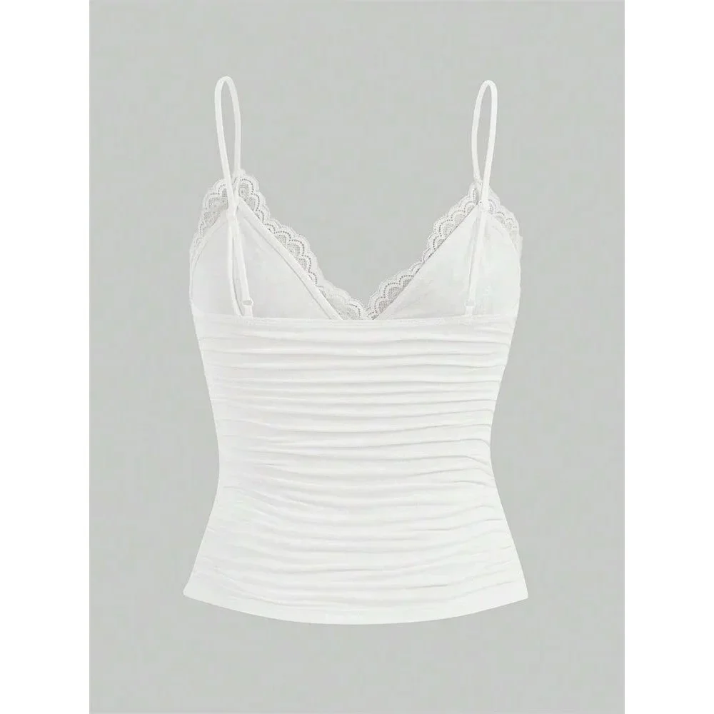 

Сексуальный укороченный топ с контрастным кружевом и бантом спереди C, женский модный топ на лето 2025 года с бантом для осеннего сезона 2025 года