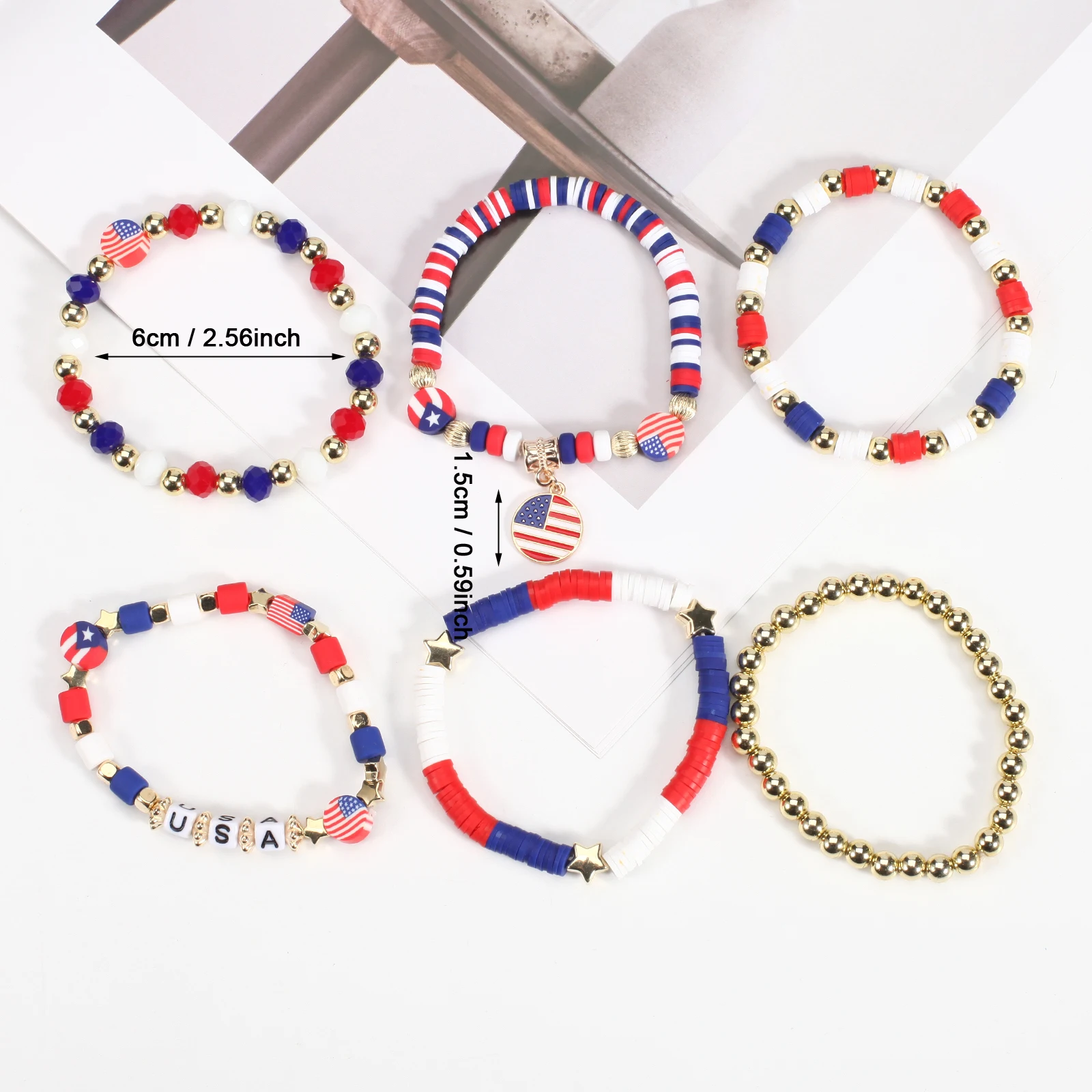 4th of July Bracelets Red White and Blue Bracelet USA Flag Patriotic Independence Day Bracelets American Flag Bracele