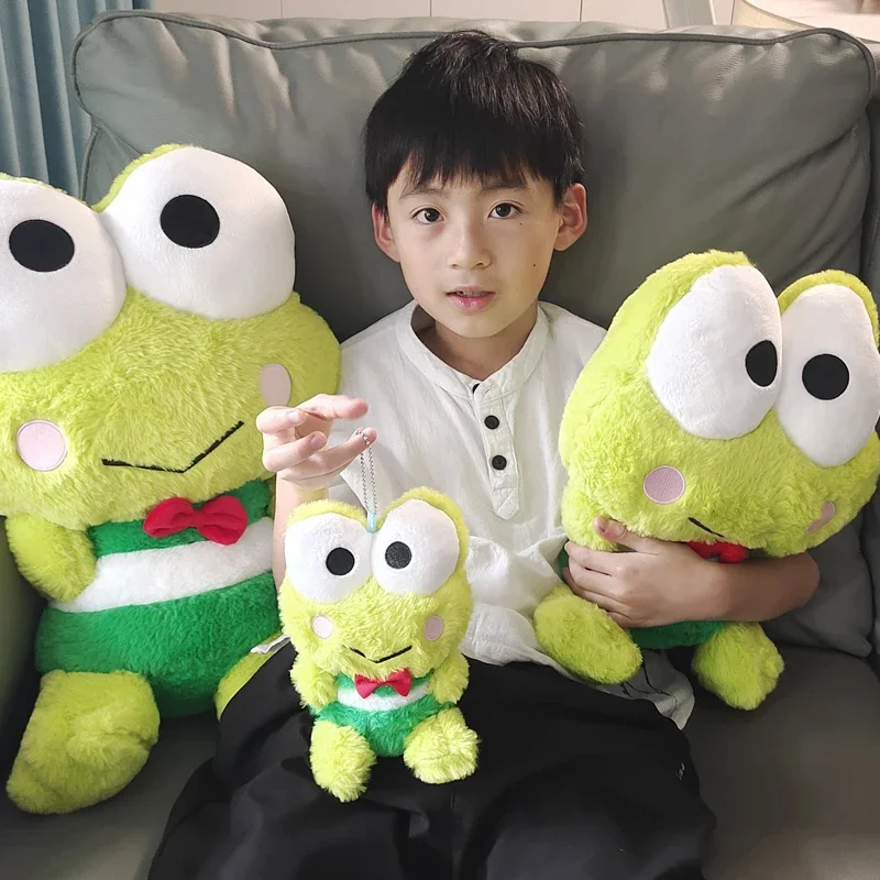 Adorable rana de ojos grandes, peluches suaves de Anime Kero Keroppi, juguete de peluche, sofá cama, almohada, decoración del hogar, regalos de navidad