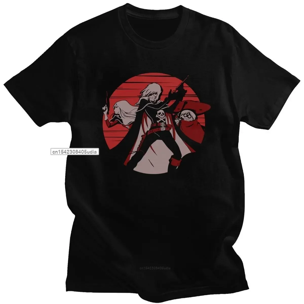 

Gorgeous Men's Space Captain Harlock Tshirts Short Sleeve Soft Cotton T Shirt O-Neck Summer Tees Anime Tshirt Tshirt