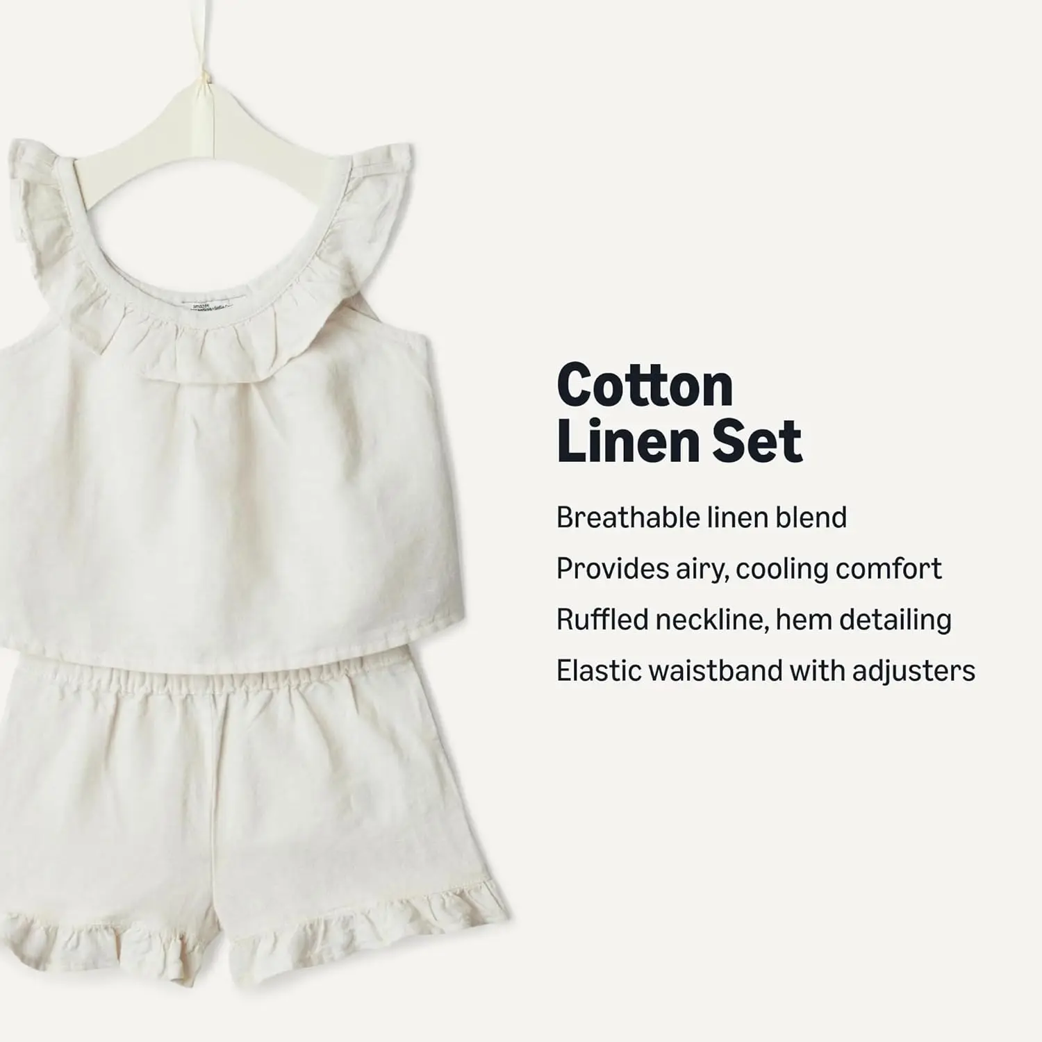 Toddlers and Baby Girls' Cotton Linen Sleeveless Top & Shorts Set with Ruffles
