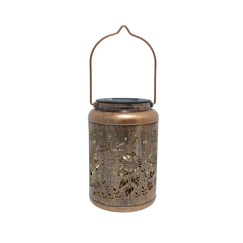 

Solar Light Dragonfly Sunflower Downlight Wrought Iron Hollow Projection Light Outdoor Waterproof Garden Ambient Light