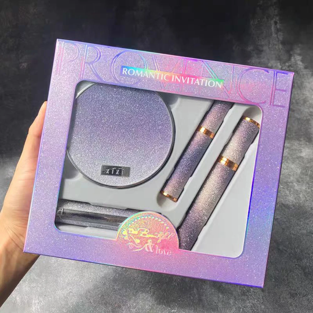 Set per il trucco Scatola Rossetto Tavolozza di ombretti a 12 colori Mascara arricciante naturale Set da 4 pezzi Confezione regalo Cosmetici di bellezza