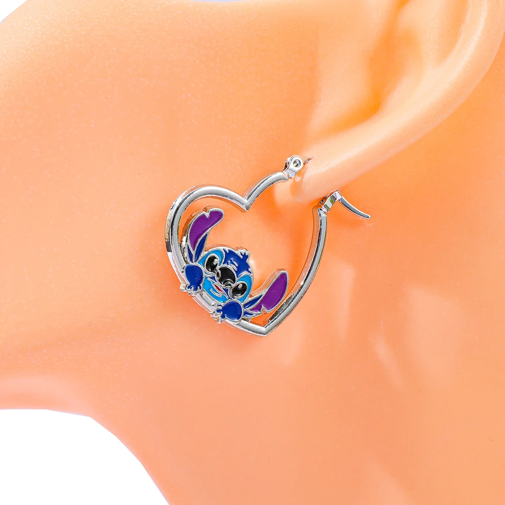 1 زوج ديزني الكرتون بين النجوم الطفل Kawaii غرزة لفتاة أقراط مزاجه بسيط Ins لطيف ياردروب هدايا الحفلات