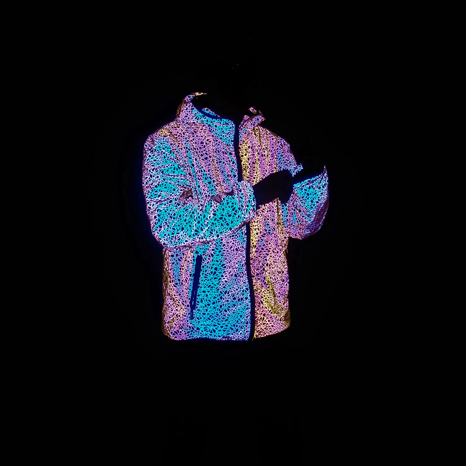 2022 Autumn Winter Colorful Reflective Hooded Jacket Mens Harajuku Hip Hop Night Club Reflect Light Shiny Coats Windbreaker 83 Saebb436591744a5c871c3f2adba08061G