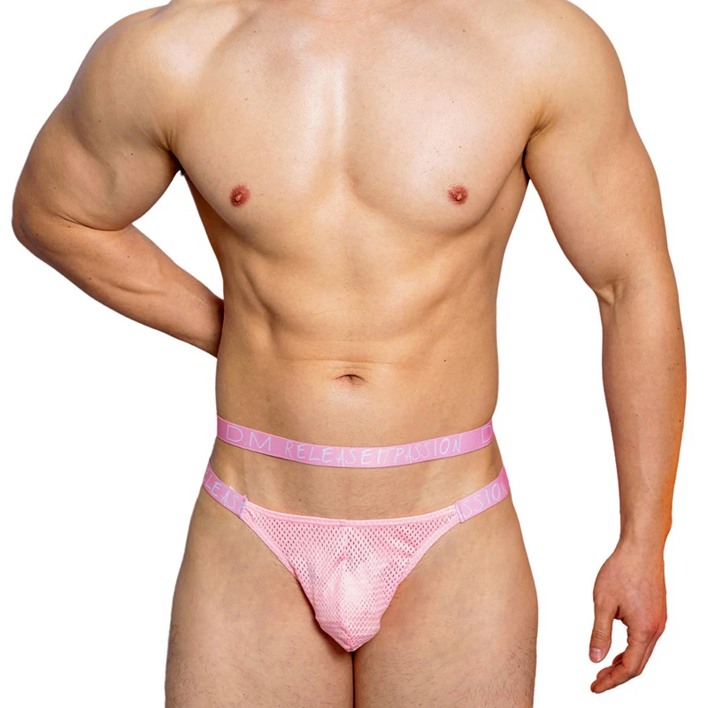 Gay Thongs Sexy Bikinis Personality Sissy Mesh Temptation Sexy Tanga Hombre Low-Rise Solid Strings Bandage Cuecas Men\'s Panties