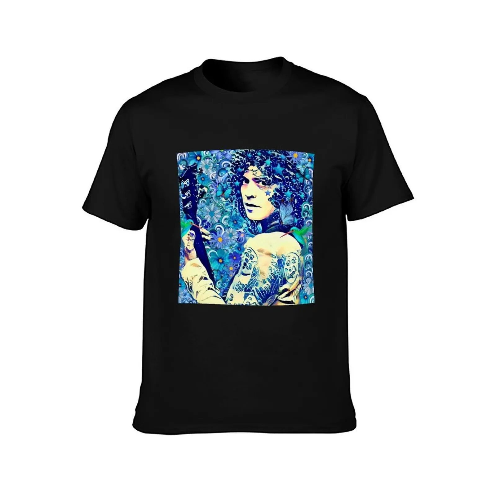 Marc Bolan T-Shirt, Summer Casual Cotton Tee, Oversized Streetwear Tops, Vintage Graphic Print, Loose Fit Short Sleeve