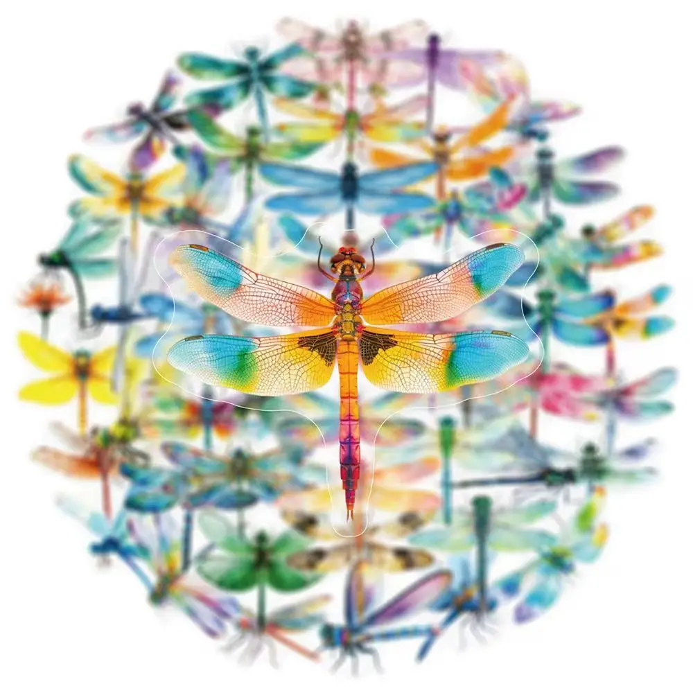 Aesthetic Dragonfly PET Sticker Pack 50PCS Vinyl Decals for Water Bottle Laptop Phone Notebook Skateboard Scrapbooking DIY Gift
