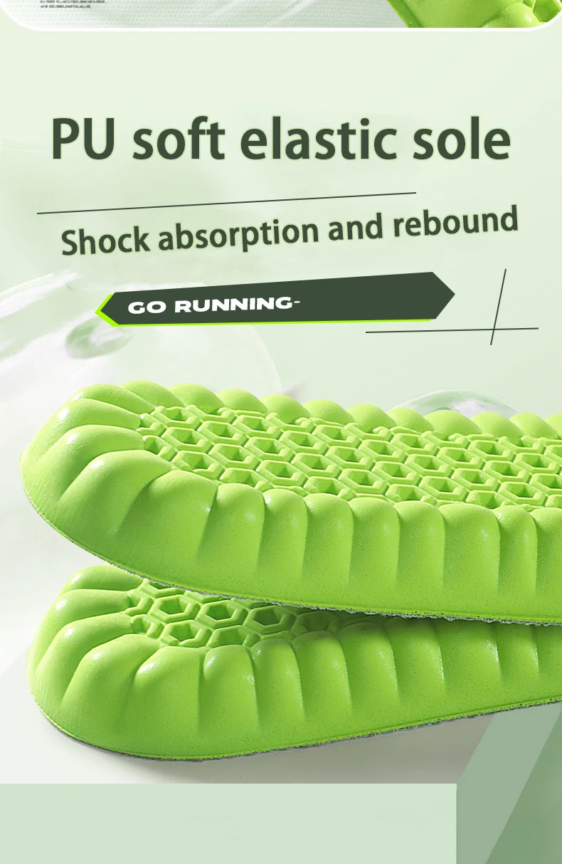 Stoßdämpfende Sport-Einlegesohlen für Herren und Damen, Outdoor-Laufsohlen, weiche, elastische Sohle, atmungsaktive, bequeme Einlegesohlen – Detail 6