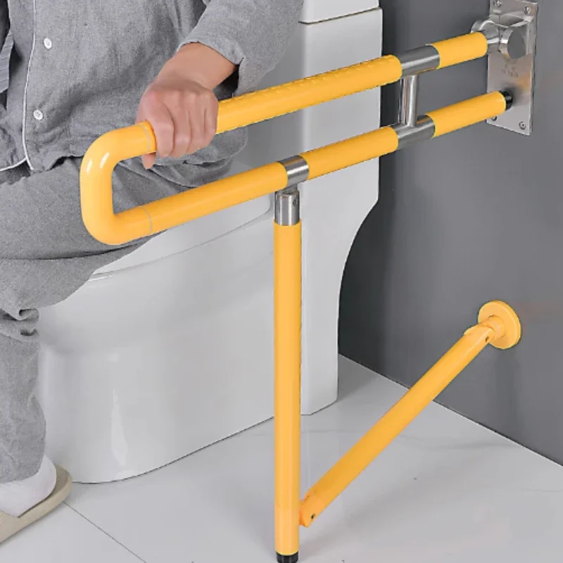 

Откидные складные поручни для унитаза с ножкой, настенные поручни безопасности, противоскользящая опора для ванной комнаты из нержавеющей стали для пожилых людей
