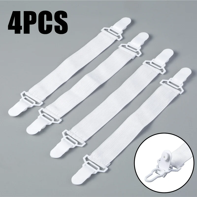 4Pcs/set Elastic Bed Sheet Grippers Double Head Clips Gripper Holder Suspender Bed Sheet Fasteners Adjustable Length 15-30cm