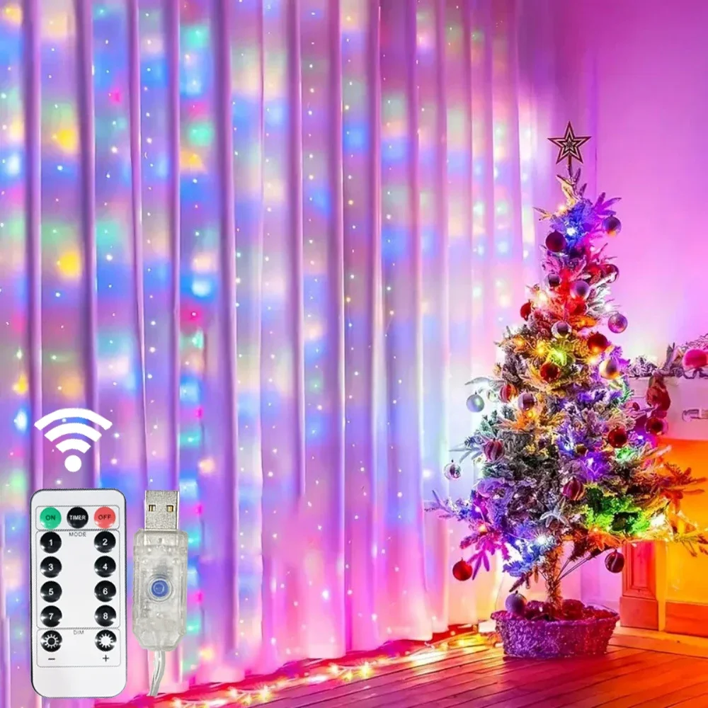 USB Powered Remote Curtain String Light 100-600LED Wedding Party Home Garden Bedroom Outdoor Indoor Wall Christmas Decorations
