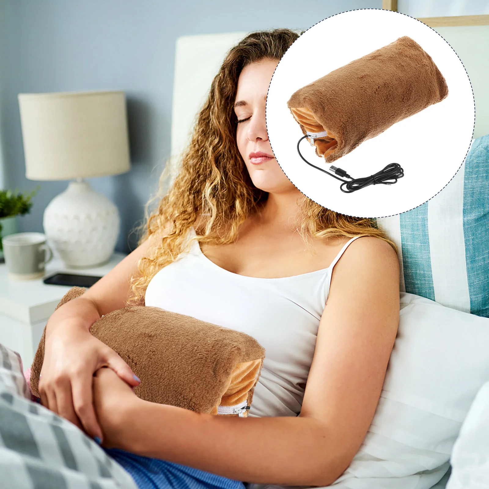 

Heat Pad USB Hand Warmer Pillow Muffs Electric Hot Heater Winter Supply Brown Rechargeable Man