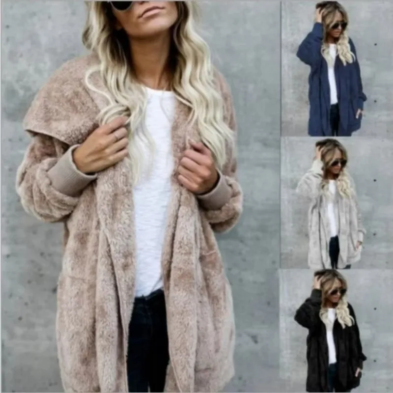 Autumn Winter New Fleece Sweatshirt Long Cardigans Female Long Sleeve Double Side Wear Flurry Loose Hoodie Coats