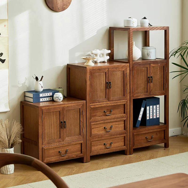 Side corner few solid wood tea cabinet tea cabinet simple tea table small corner cabinet fully equipped new Chinese bucket cabin