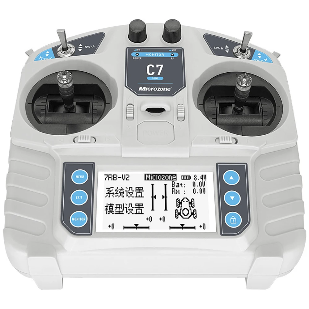 MicroZone MC7 C7 MINI transmetteur Radio 2.4GHz 8CH avec récepteur MC8RE-V2 pour avion RC FPV Racer Drone hélicoptères Multirotor