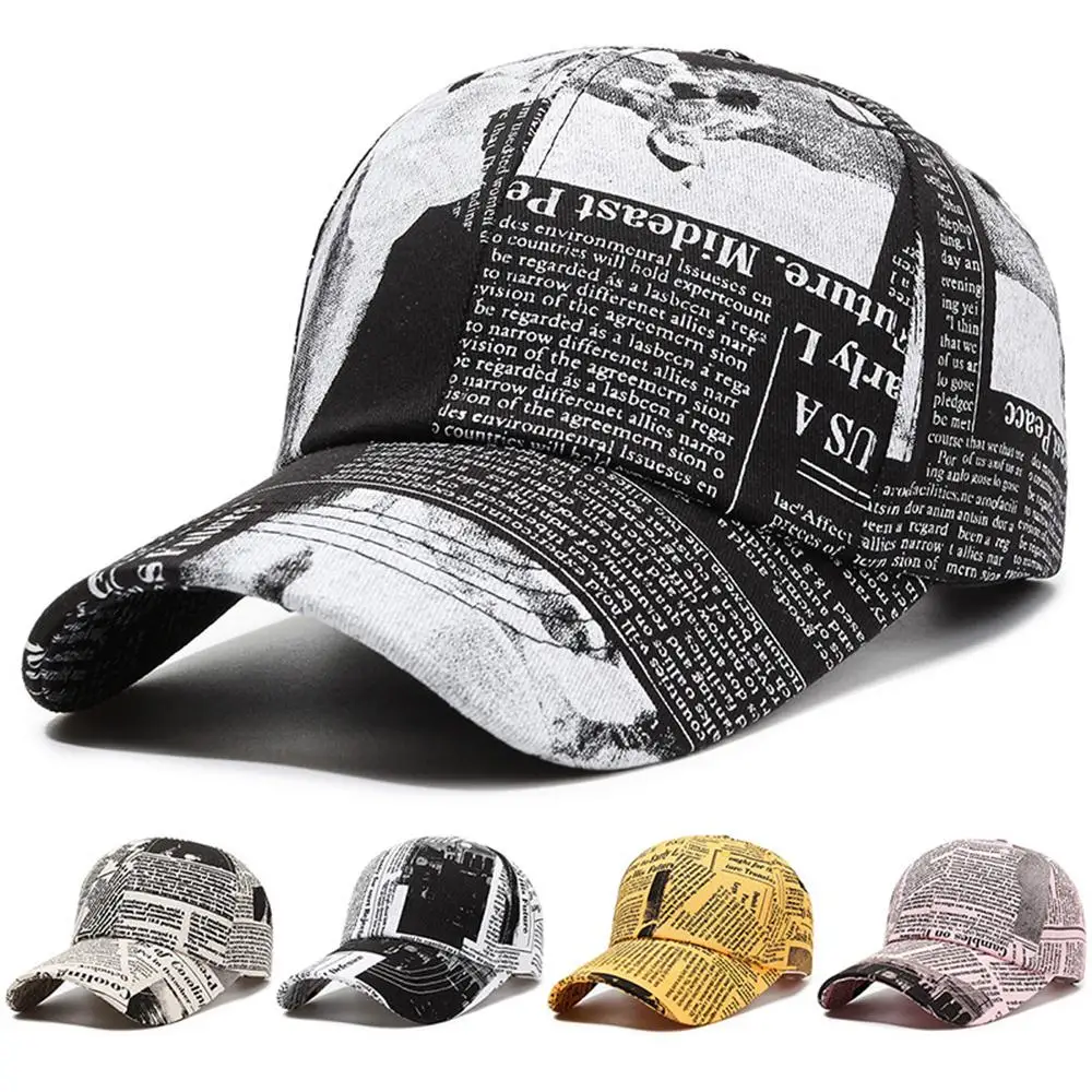 Korean Style Summer Fashion Newspaper Baseball Cap Cotton Sun Hat Men and Women Peaked Caps