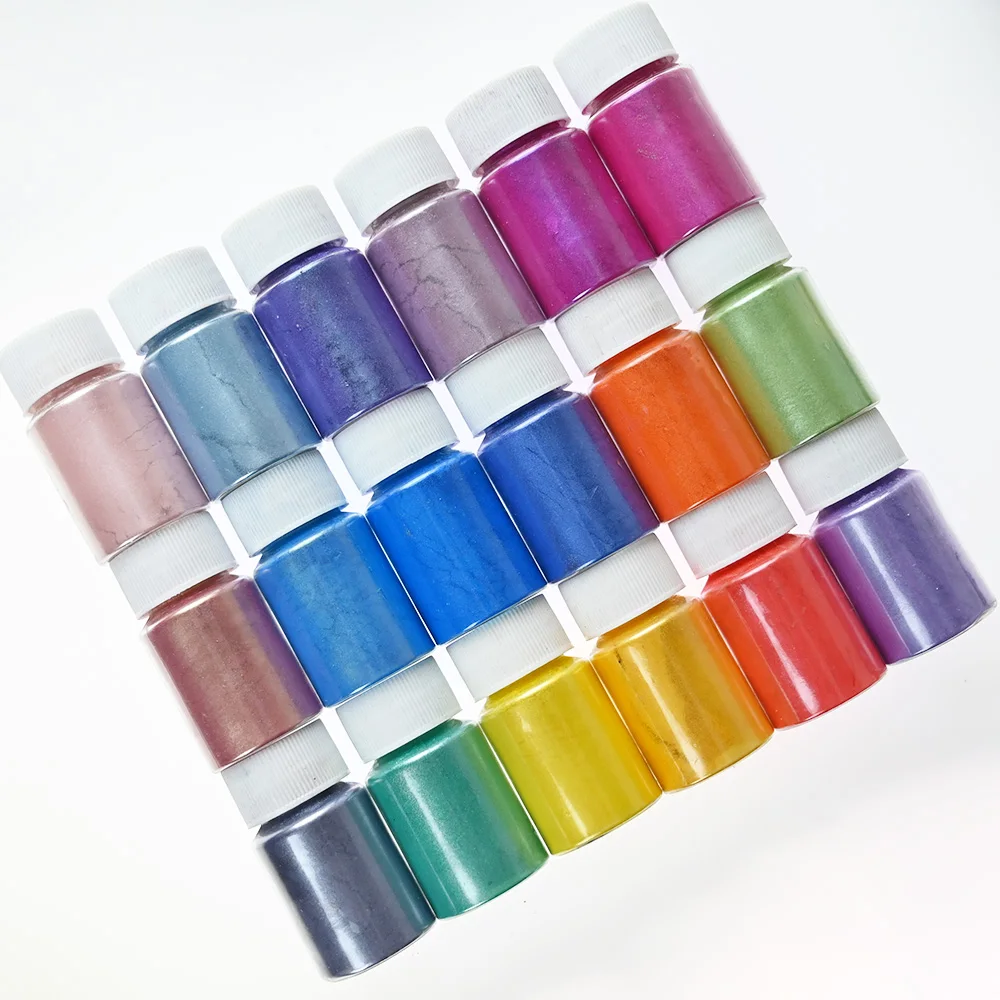 Polvere di mica - 54 colori Polvere cosmetica per unghie Pigmenti di colore perlescenti di grado Polvere di pigmenti in resina per la creazione di unghie