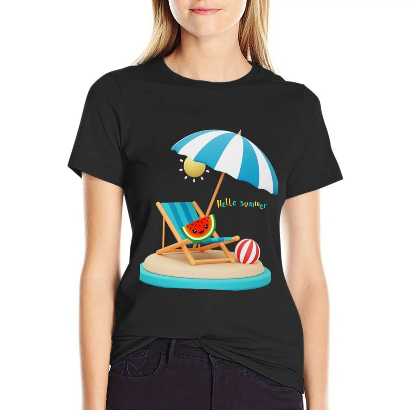 

Hello Summer Watermelon T-Shirt summer clothes lady clothes female t shirt for Women