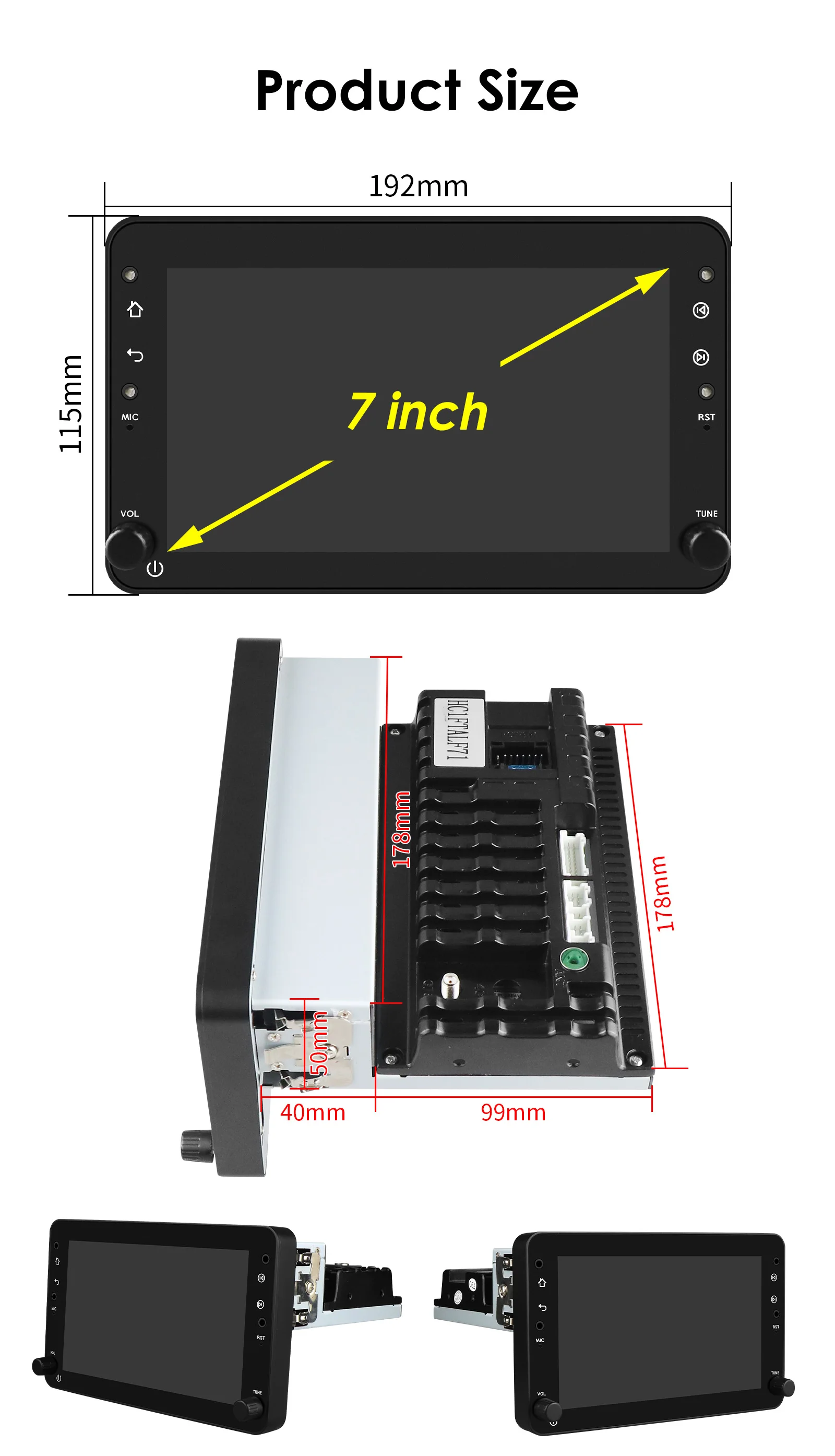 Autoradio Tactile GPS Bluetooth Carplay Android Auto Pour