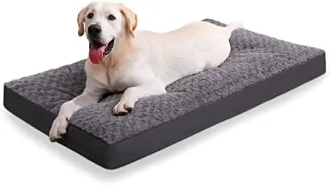 

Waterproof Dog Crate Bed for Medium Dogs - Rose Velvet, Washable & Non-Slip, Gray 35"x22"