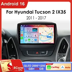 Android 16 Car Radio 4G+WIFI Carplay For Hyundai IX35 2010-2015 Car Multimedia Player GPS Navigation 4G WIFI DSP Carplay