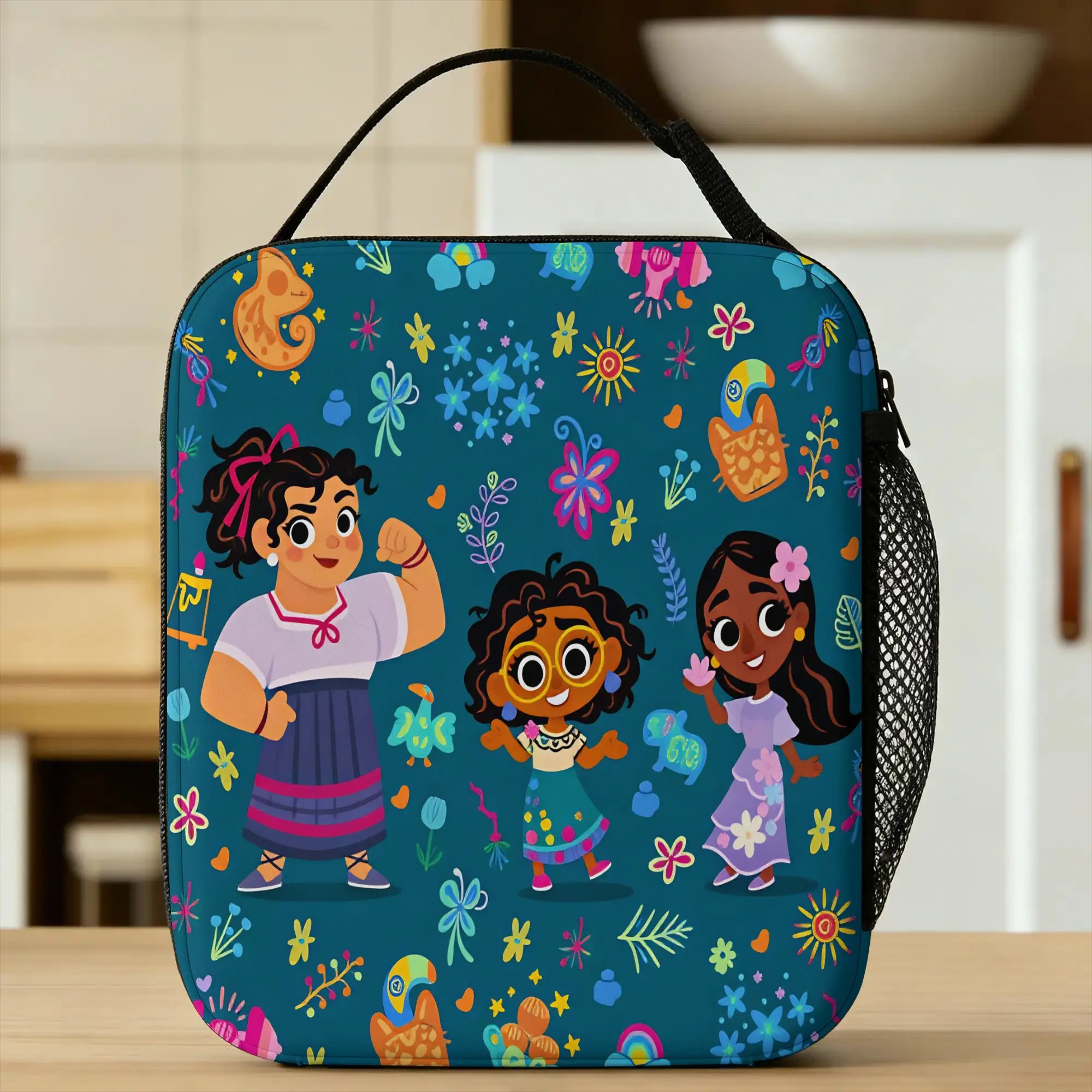 Cartoon Anime Lunch Bag Encantos Leisure Lunch Box For Child Travel Convenient Cooler Bag Oxford Graphic Thermal Tote Handbags