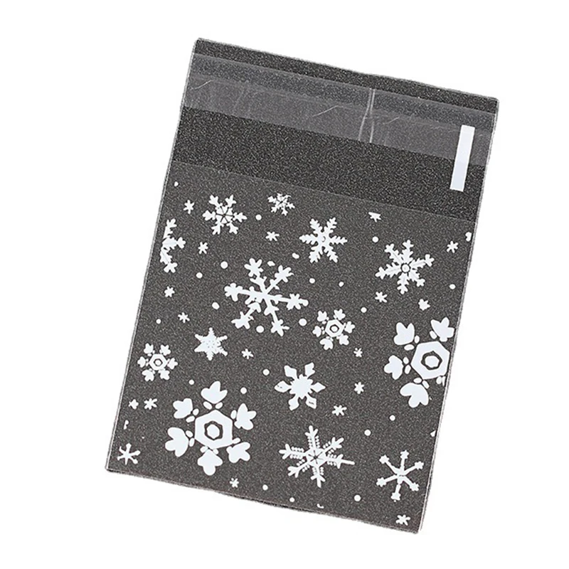 100Pcs Snowflake Transparent Candy Cellophane Self Adhesive Bags Jewelry Storage Party Pouch Christmas Gift Packaging Bags