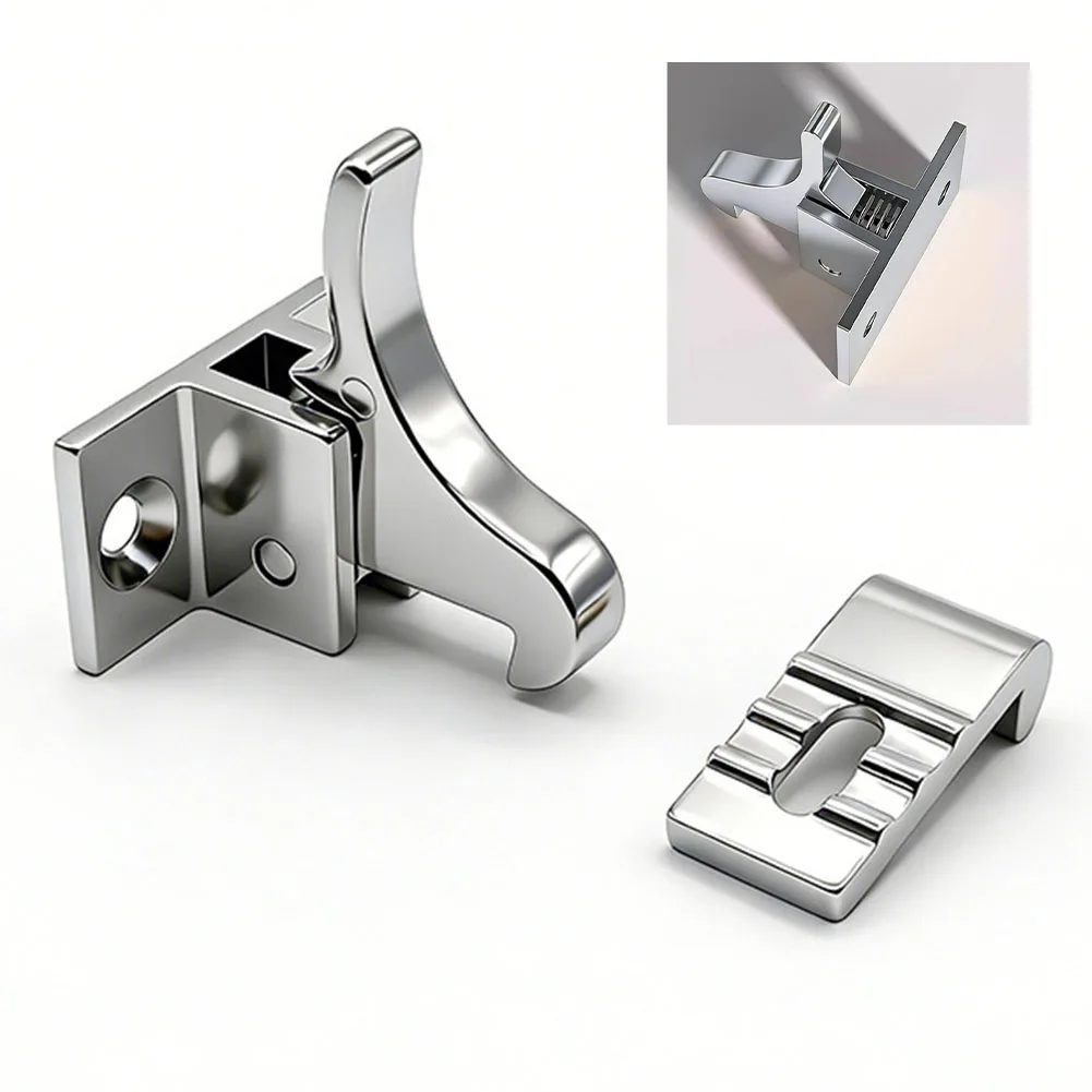 Polished Silver Metal Elbow Latch Extra Duty Cabinet Door Window Catch With Mounting Screws For Home Improvement Hardware